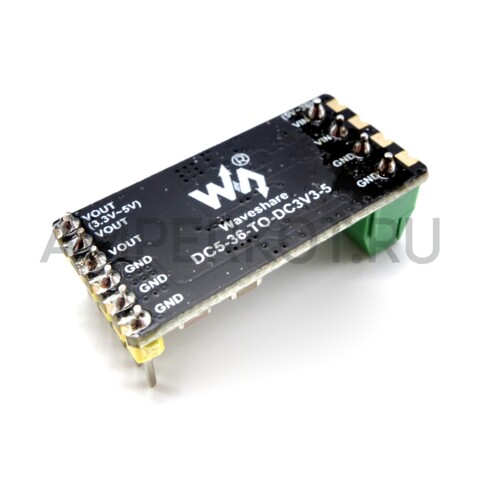 Понижающий DC-DC преобразователь Waveshare 6-36V/5V или 3.3V 4A с разъемами, фото 5