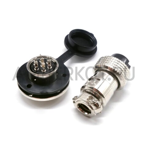 Разъем Разъем GX19M 7 контактов 19 мм (комплект штекер + гнездо с фланцем+крышка), фото 2