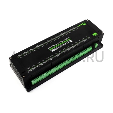 30-ти портовый модуль реле Waveshare Ethernet, Modbus RTU/Modbus TCP, PoE, DIN, фото 2