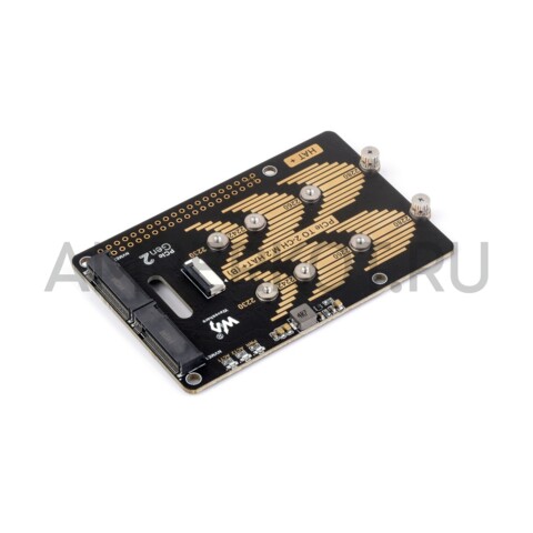 Плата расширения для Raspberry Pi 5 PCIe на два канала M.2 Type B, 2280/2260/2242/2230, NVMe, фото 2
