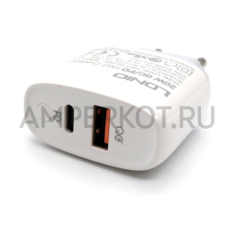 Зарядное устройство LDNIO A2424C 1*USB Type-A/1*Type-C QC3.0/PD3.0 20W подсветка кабель Type-C, фото 4