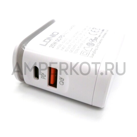 Зарядное устройство LDNIO A2423C 1*USB Type-A/1*Type-C QC3.0/PD3.0 25W подсветка кабель Type-C, фото 4