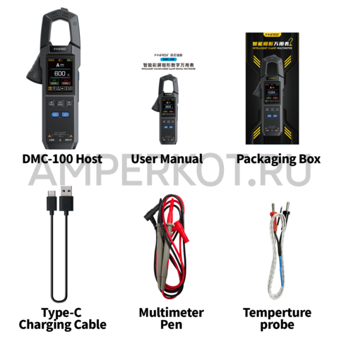 FNIRSI DMC-100 Мультиметр, токовые клещи 750V/600A, фото 3