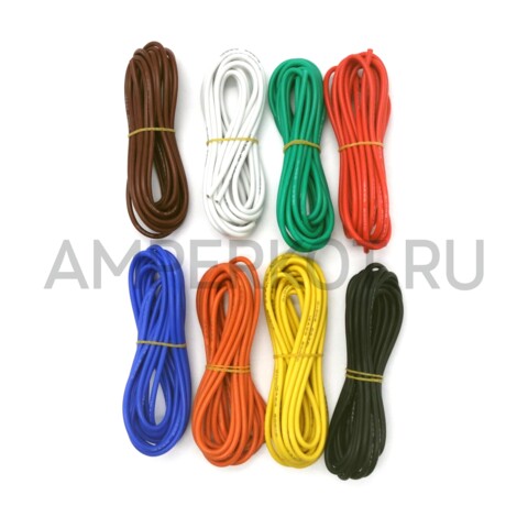 Набор силиконовых проводов 14AWG разноцветные 3 м, фото 1
