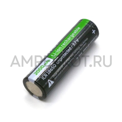 Аккумулятор Li-ion GoPower ICR18650 3С 3.7V 2000mAh без защиты с плоским контактом 1 шт, фото 1