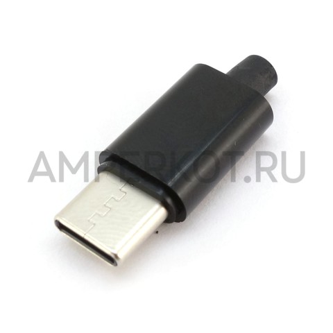 Разъем для пайки на кабель Type-C USB 2.0 черный, фото 1