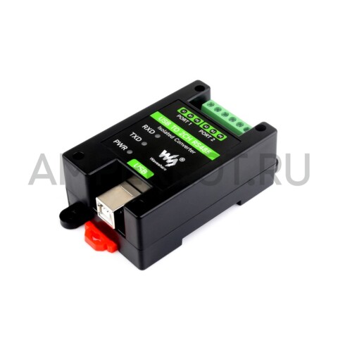 Преобразователь промышленного уровня Waveshare USB - RS485 (2 канала) Изолированный FT2232HL DIN, фото 1