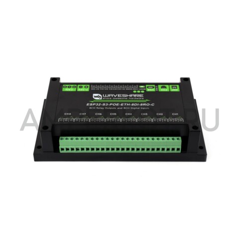 8-ми канальный модуль реле Waveshare ESP32-S3 WI-FI Ethernet CAN POE под DIN рейку, фото 1