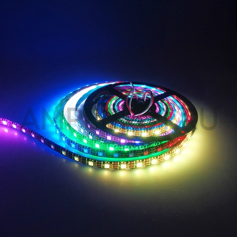 RGB LED лента  адресными светодиодами WS2812B 5 метров (60 светодиодов на метр), Черная основа IP30, фото 4