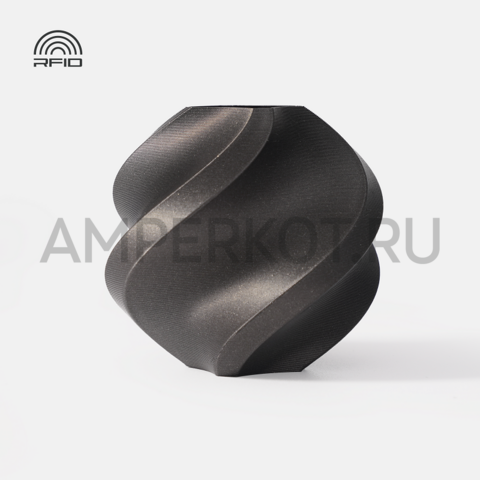 Bambu PLA Metal пластик (RFID) для 3D принтера 1.75 мм 1 кг с катушкой (Iron Gray Deep Space Gray 13100), фото 1