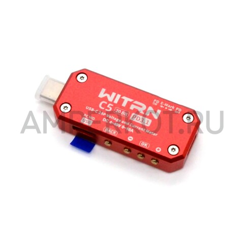 USB тестер WITRN C5 3.3-48V 6A PD3.1 АЦП 20-бит Красный, фото 5