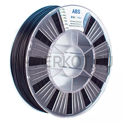 Пластик для 3D-принтера REC ABS 1.75мм Черный (RAL 9011) 750г, фото 1