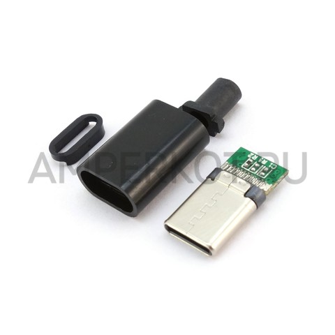 Разъем для пайки на кабель Type-C USB 2.0 черный, фото 4
