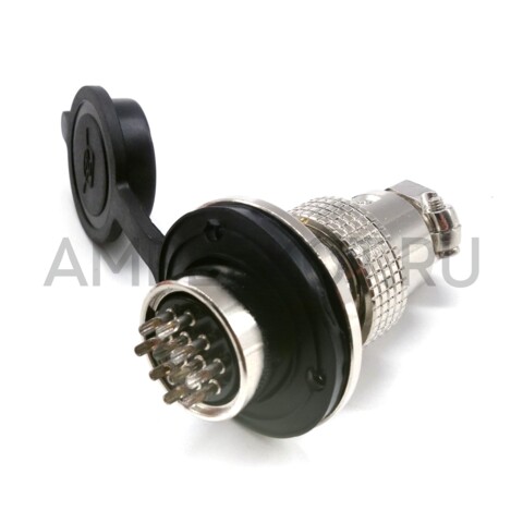 Разъем Разъем GX19M 10 контактов 19 мм (комплект штекер + гнездо с фланцем+крышка), фото 3