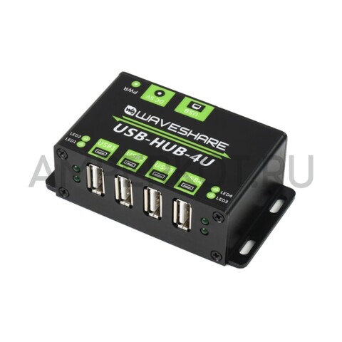 4-х портовый USB 2.0  концентратор (HUB) Waveshare Промышленный класс 1.2А на порт, фото 1