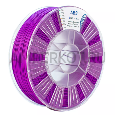 Пластик для 3D-принтера REC ABS 1.75мм Фиолетовый (RAL 5022) 750г, фото 1