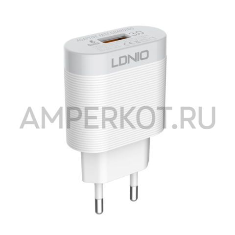 Зарядное устройство LDNIO A303Q 1*USB Type-A QC3.0 18W кабель Type-C, фото 1