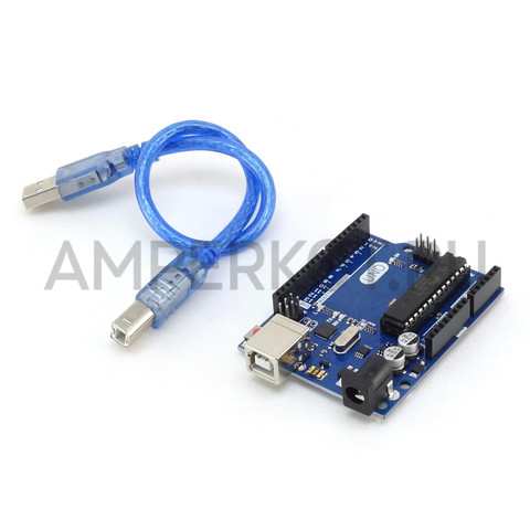 Плата UNO R3 (Arduino-совместимая) + USB кабель, фото 1