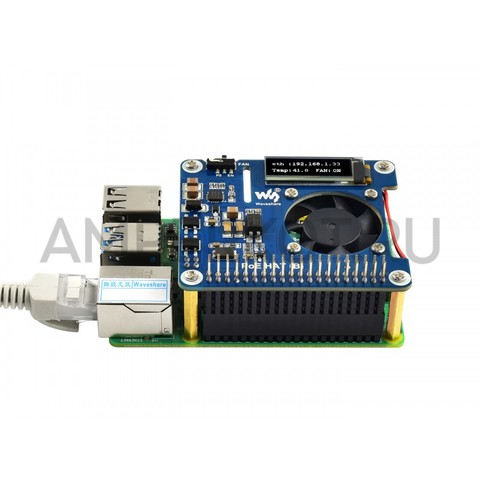 Waveshare ​PoE HAT (B) адаптер для Raspberry Pi 3B+/4B совместимый со стандартом 802.3af 5V 2.5A, фото 2