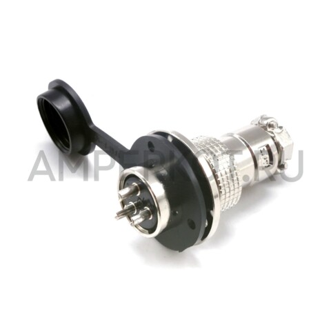 Разъем Разъем GX19M 3 контакта 19 мм (комплект штекер + гнездо с фланцем+крышка), фото 3