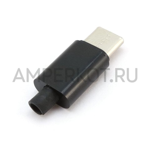 Разъем для пайки на кабель Type-C USB 2.0 черный, фото 2