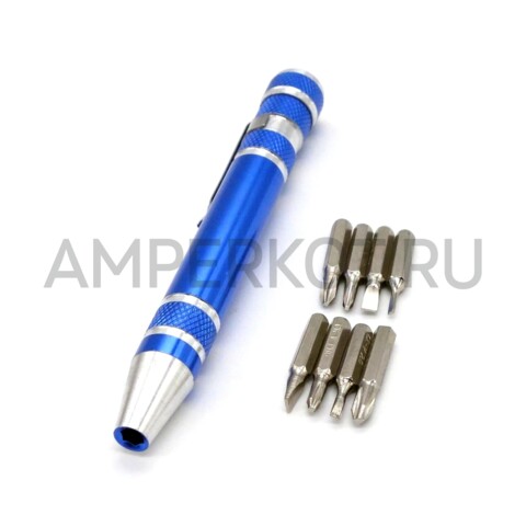 Миниатюрная ручка-отвертка 8 в 1 Синий, фото 2