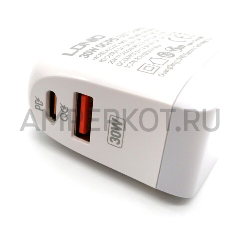 Зарядное устройство LDNIO A2522C 1*USB Type-A/1*Type-C QC3.0/PD3.0 30W LCD кабель Type-C, фото 4