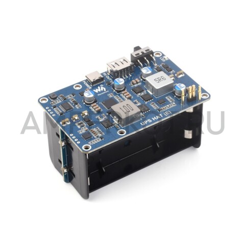 Модуль расширения Waveshare UPS HAT (E) для Raspberry Pi, 4×21700 Li, Быстрая зарядка, 5V/6A, фото 3