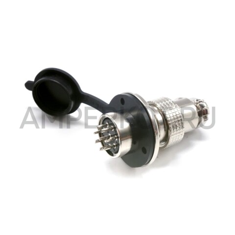 Разъем Разъем GX19M 8 контактов 19 мм (комплект штекер + гнездо с фланцем+крышка), фото 3