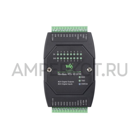 Промышленный 8-канальный цифровой модуль ввода-вывода Waveshare, 7~36V DC, Modbus RTU, фото 3