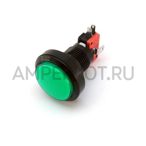 Кнопка без фиксации с подсветкой 45мм зеленая, фото 1