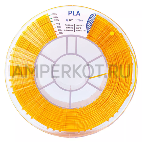 Пластик для 3D-принтера REC PLA 1.75мм Золотой (RAL 1034) 750г, фото 2