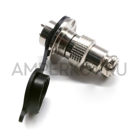 Разъем Разъем GX19M 2 контакта 19 мм (комплект штекер + гнездо с фланцем+крышка), фото 5