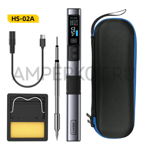 FNIRSI HS-02 портативный интеллектуальный паяльник с дисплеем 9-20V PD/QC (BLUE), фото 1