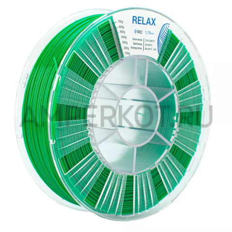Пластик для 3D-принтера REC PETG (RELAX) 1.75мм зеленый  750г, фото 1