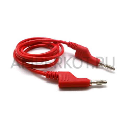 Провод тестера банан - банан, цвет красный, длина 1м, фото 1