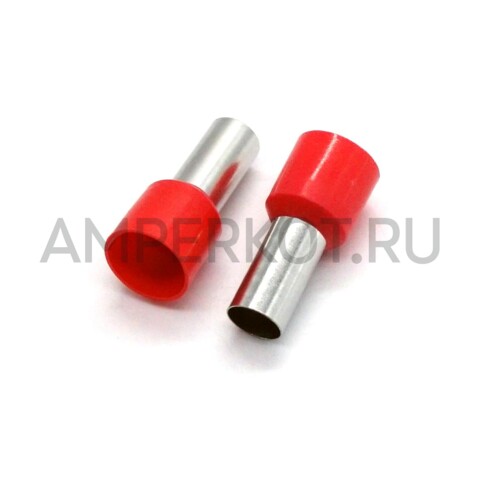 Наконечник штыревой втулочный изолированный НШВИ E1012 для провода 1,0 мм2 L=12 мм. Медь Красный 1000 шт., фото 1