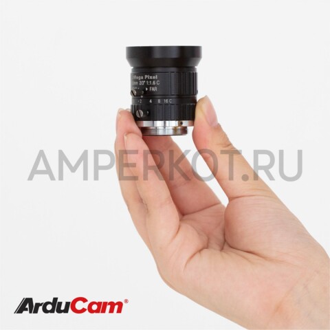 Объектив Arducam для камеры Raspberry Pi HQ, 58.4°, фокус 8 мм, ручная фокусировка и настройка диафрагмы крепление CS-Mount, фото 5