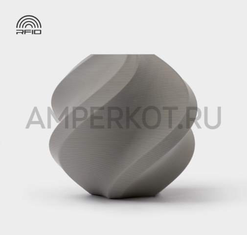 Bambu Lab PLA Basic пластик (RFID) для 3D принтера 1.75 мм 1 кг (серый 10103) Без катушки, фото 1