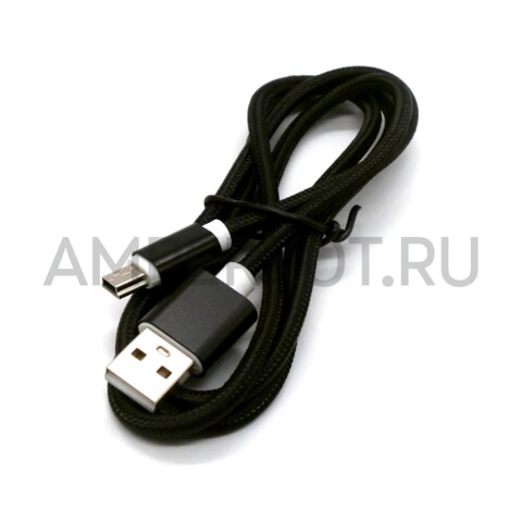 MiniUSB кабель для питания и передачи данных. 1 метр Черный, фото 1