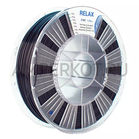 Пластик для 3D-принтера REC PETG (RELAX) 1.75мм чёрный  750г, фото 1