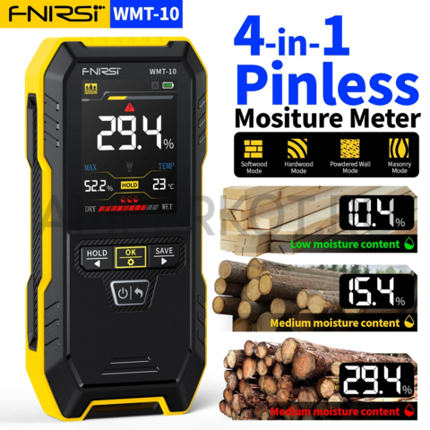 FNIRSI WMT-10 Бесконтактный индуктивный измеритель влажности древесины и стен, гигрометр, фото 2