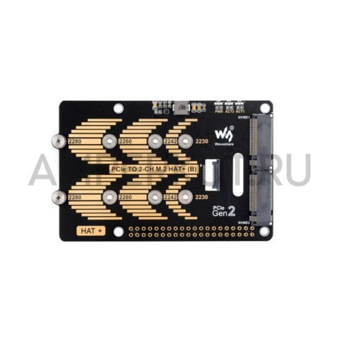 Плата расширения для Raspberry Pi 5 PCIe на два канала M.2 Type B, 2280/2260/2242/2230, NVMe, фото 3
