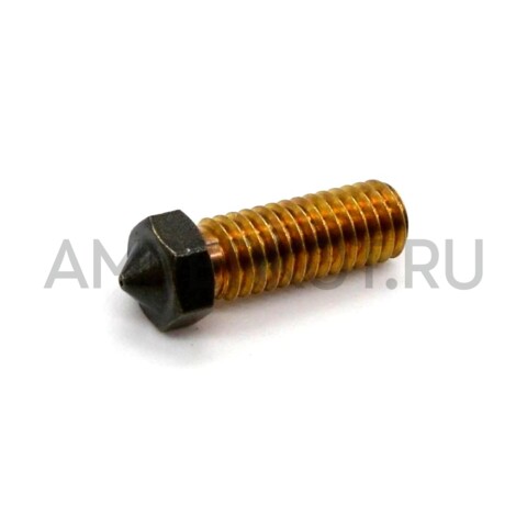 Латунное сопло экструдера  E3D v6 с тефлоновым покрытием 1.75mm (0.4mm) Удлиненное, фото 1