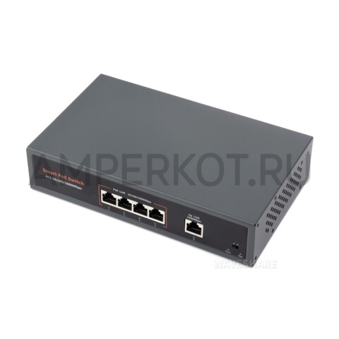 4-х портовый гигабитный Ethernet PoE концентратор (свич, хаб) до 30W на порт, 802.3af/at, фото 1