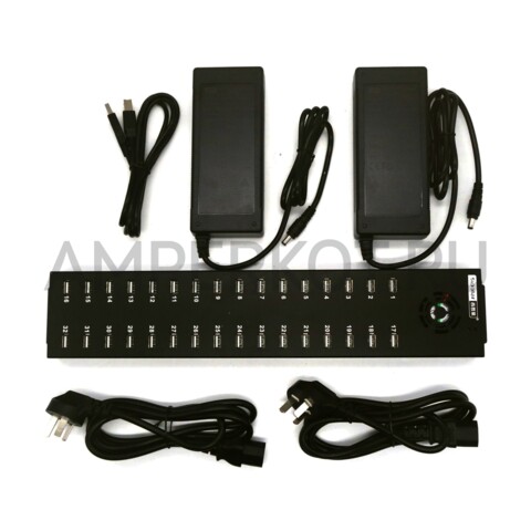 Sipolar A-832 промышленный 32 портовый USB 2.0 Hub 30 портов для зарядки, 2 порта для синхронизации данных, 12V 10А, фото 1