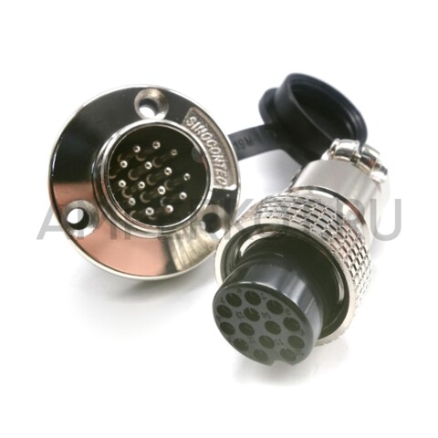 Разъем Разъем GX19M 14 контактов 19 мм (комплект штекер + гнездо с фланцем+крышка), фото 1