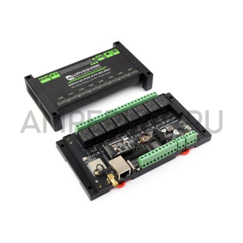 8-ми канальный модуль реле Waveshare ESP32-S3 RS485 WI-FI Ethernet PoE под DIN рейку, фото 5