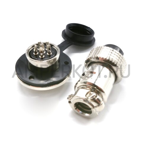 Разъем Разъем GX19M 6 контактов 19 мм (комплект штекер + гнездо с фланцем+крышка), фото 1