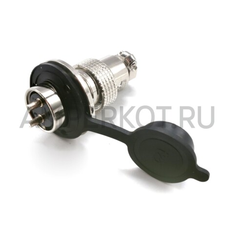 Разъем Разъем GX19M 2 контакта 19 мм (комплект штекер + гнездо с фланцем+крышка), фото 3